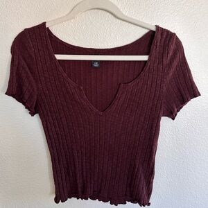 Urban Outfitters Burgundy Ribbed Top